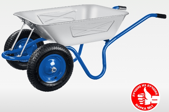 Тачка 2 колесная ЗУБР  ПТ-350, 130л, 280кг, двухколесная, цельная рама, усиленная, строительная