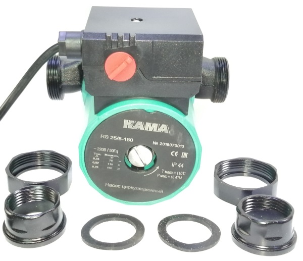 Циркуляционный насос КАМА RS 25/8-180 220В, 3,5 куб.м/час, 46/67/93 Вт, резьба: 1,5", длина: 180 мм