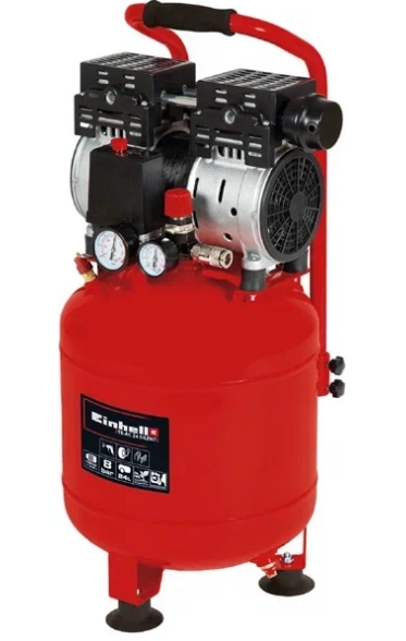 Компрессор БЕЗМАСЛЯНЫЙ 24л Einhell TE-AC 135/24 Silent Plus, 750 Вт,24 л,8 бар Вертикальный 4020610