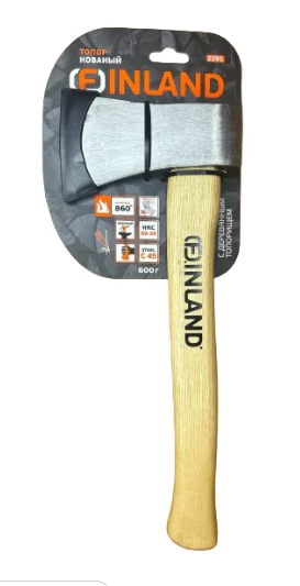 Топор 600гр, FINLAND кованый, деревянное топорище 2291