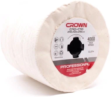 Щетка CROWN CAQ-C110 х/б ткань Ø110*100*Ø19 мм, для полировки всех видов металлов, нержавеющей стали