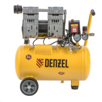 Компрессор БЕЗМАСЛЯНЫЙ 24л DENZEL DLS950/24 малошумный 950Вт, 165л/мин,  58026