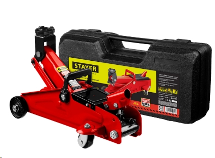 Домкрат подкатной 2,0т, STAYER R-22 RED FORCE, в кейсе h подъема 125-320мм, 43152-2-K