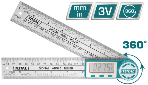 Угломер цифровой TOTAL 0-360°, 0-200mm, 0~400mm(180°) TMT333601