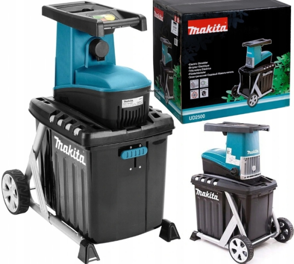 Измельчитель веток электрический MAKITA UD2500 2,5кВт,⌀до45мм,фреза 40об/мин,контейнер 67л