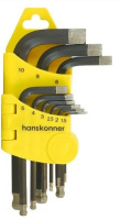 Набор шестигранников Hanskonner 5-10мм, короткие, алмазное покрытие HK1045-04-9-S