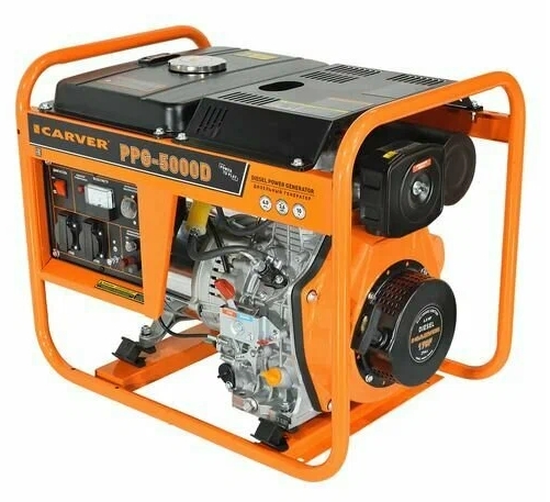 Генератор дизельный CARVER  PPG - 5000DE LT-178F, 3,3/3,6кВт, 220В, бак12.5л, э/старт, медь
