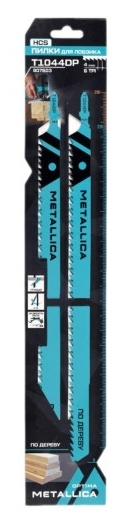 Пилки T1044DP, 250/225мм шаг 4мм, HCS толст., прям. рез, по дереву 2шт METALLICA Optima