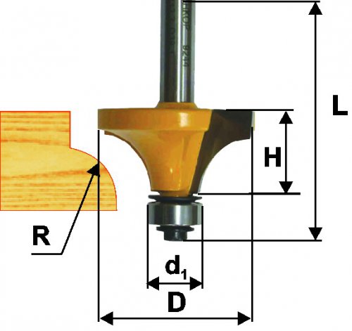 Фреза по дереву кромочная калевочная ф25.4х13 R6.3 твердосплав ц/хв 8 16410 бокс, шт 9241/30034