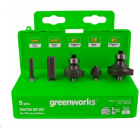 Набор фрез 5 предметов Greenworks 6,3мм 2953207