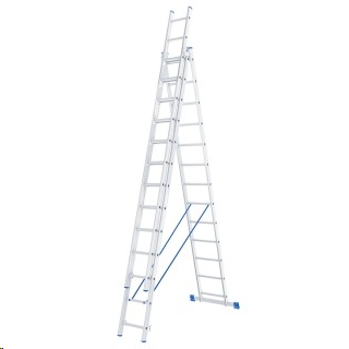 Лестница 3х13 ступеней до 6,95м алюминиевая, трехсекционная, Россия 97823