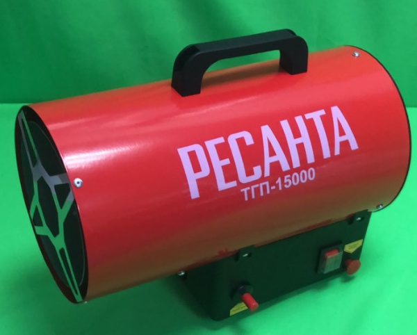 Пушка газовая 15кВт РЕСАНТА ТГП-15000, Расход топлива, 1,2л/ч , Воздушный поток, 400 м³/ч, 67/1/14