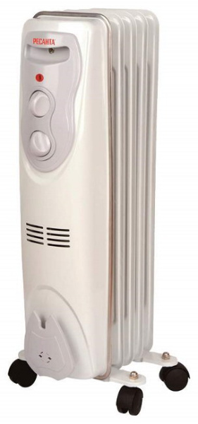 Радиатор масляный 1,0кВт, 5секций Ресанта ОМ-5Н Масляный  1кВт 67/3/6