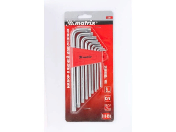 Набор звездочек TORX, 9 шт: T10-T50,  CrV, удлиненные, сатин.// MATRIX 12306