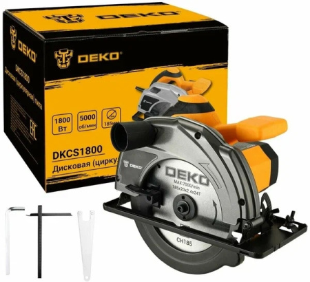 Дисковая пила элек DEKO DKCS1800 1800Вт диск 185мм 5000обмин рез 6338мм 397кг 063-4191