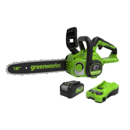 Пила цепная аккум Greenworks GD24CS30K4 24V 30см бесщеточная c 1-АКБ 4Ач и ЗУ